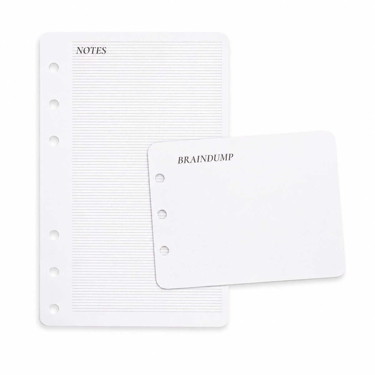 Broke Budget Girl Note Refill Pack showing lined Notes pages and Brain Dump sheets