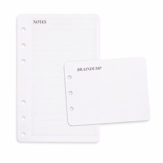 Broke Budget Girl Note Refill Pack showing lined Notes pages and Brain Dump sheets